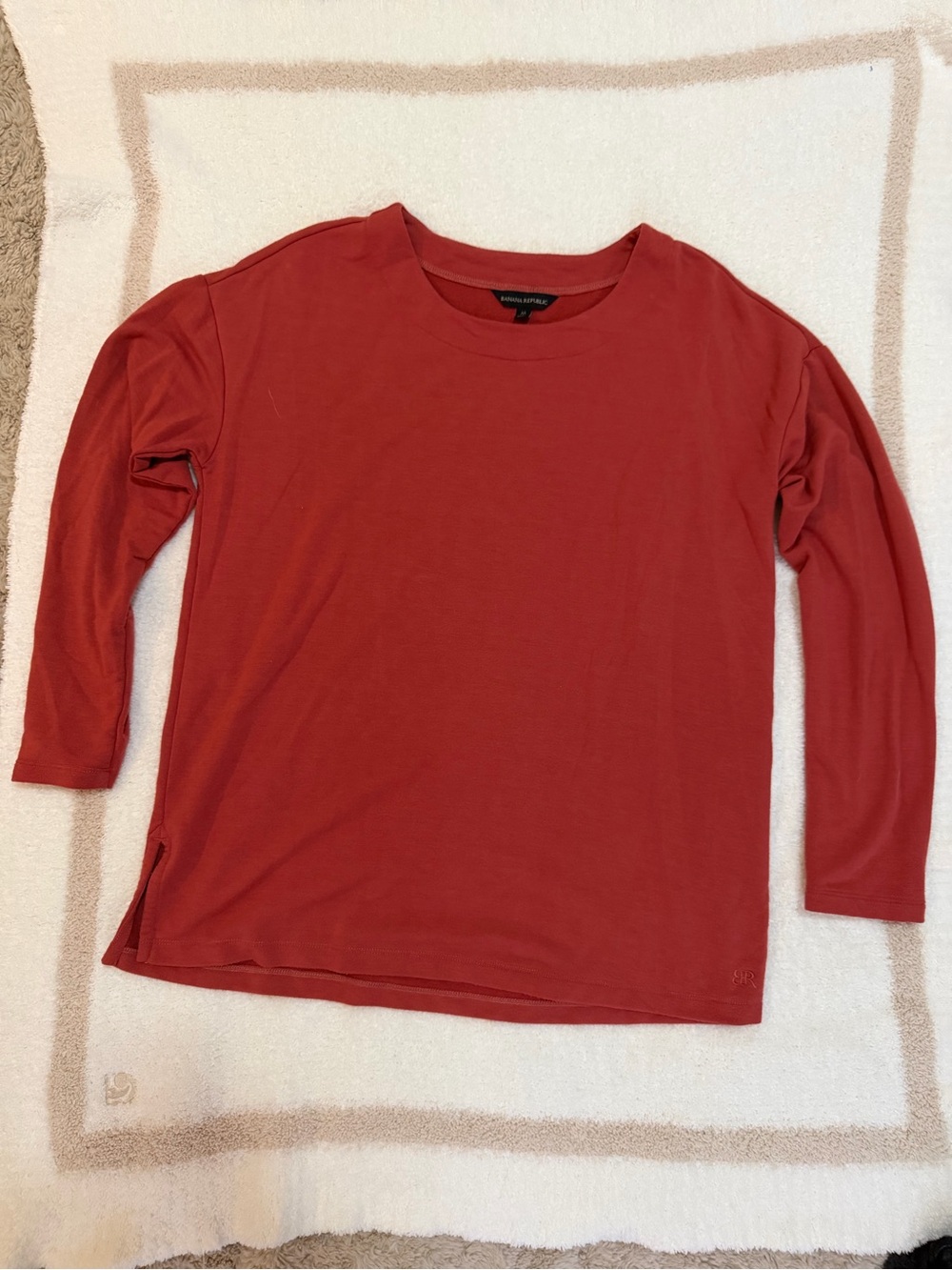 Banana Republic Brick Red Long Sleeve Crewneck Top